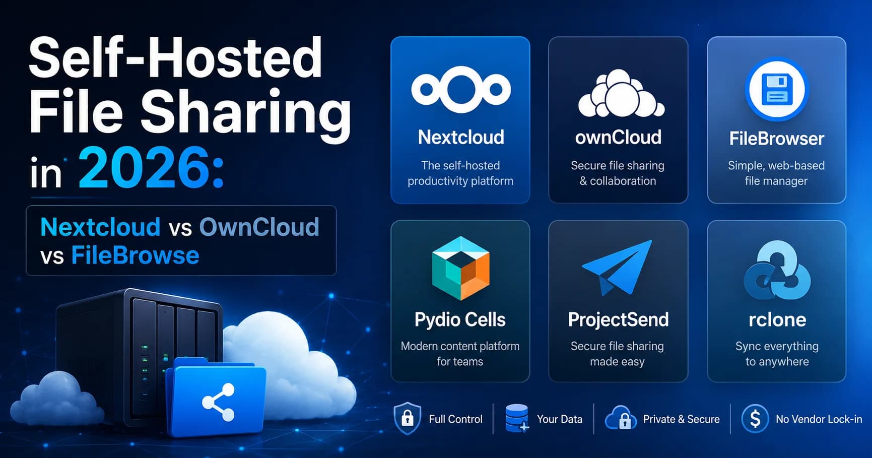 Self-Hosted File Sharing in 2026: Nextcloud vs OwnCloud vs FileBrowser (and 3 More)